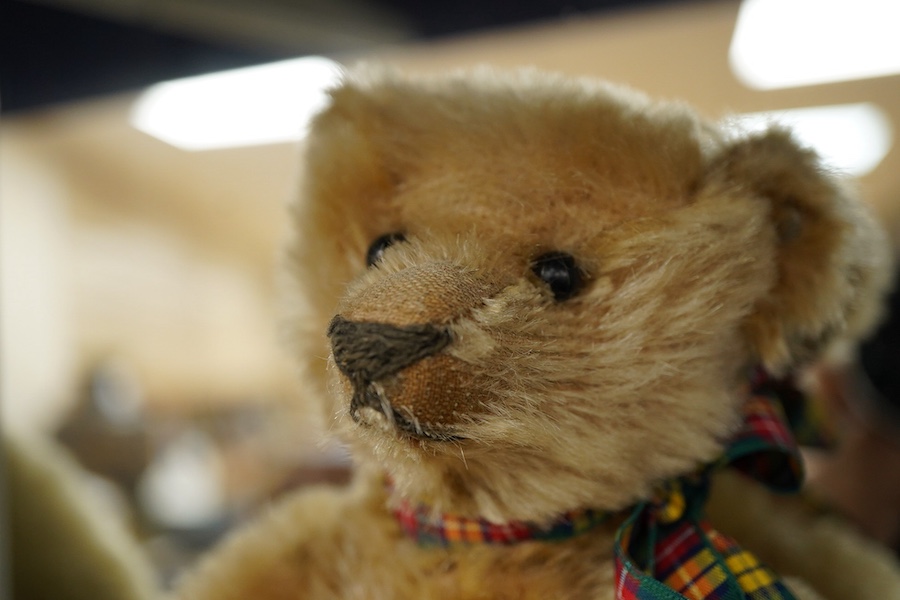 A small Steiff with tartan scarf, c.1908, approx. 26cm long